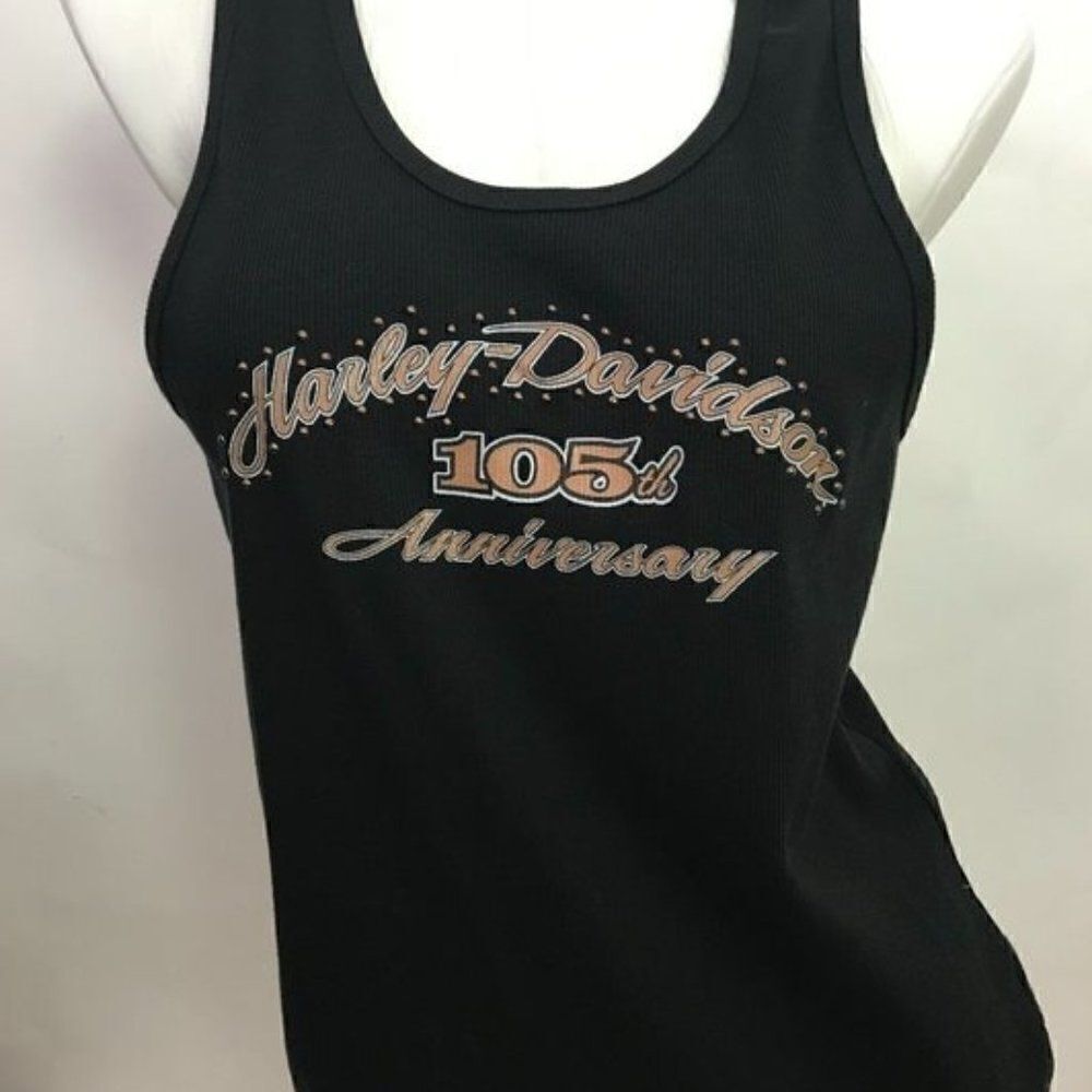 Harley-Davidson Tank Top "105th Anniversary" in Black with Bling Size Large